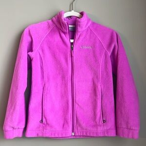 Columbia Girls full Zip Fleece, Dark Pink, Medium